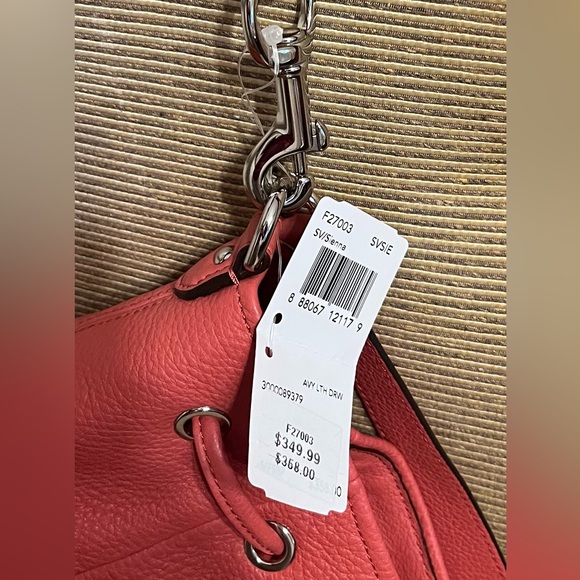 NWT COACH Avery Leather Drawstring Bucket Bag in Tea Rose/Coral - Picture 6 of 14